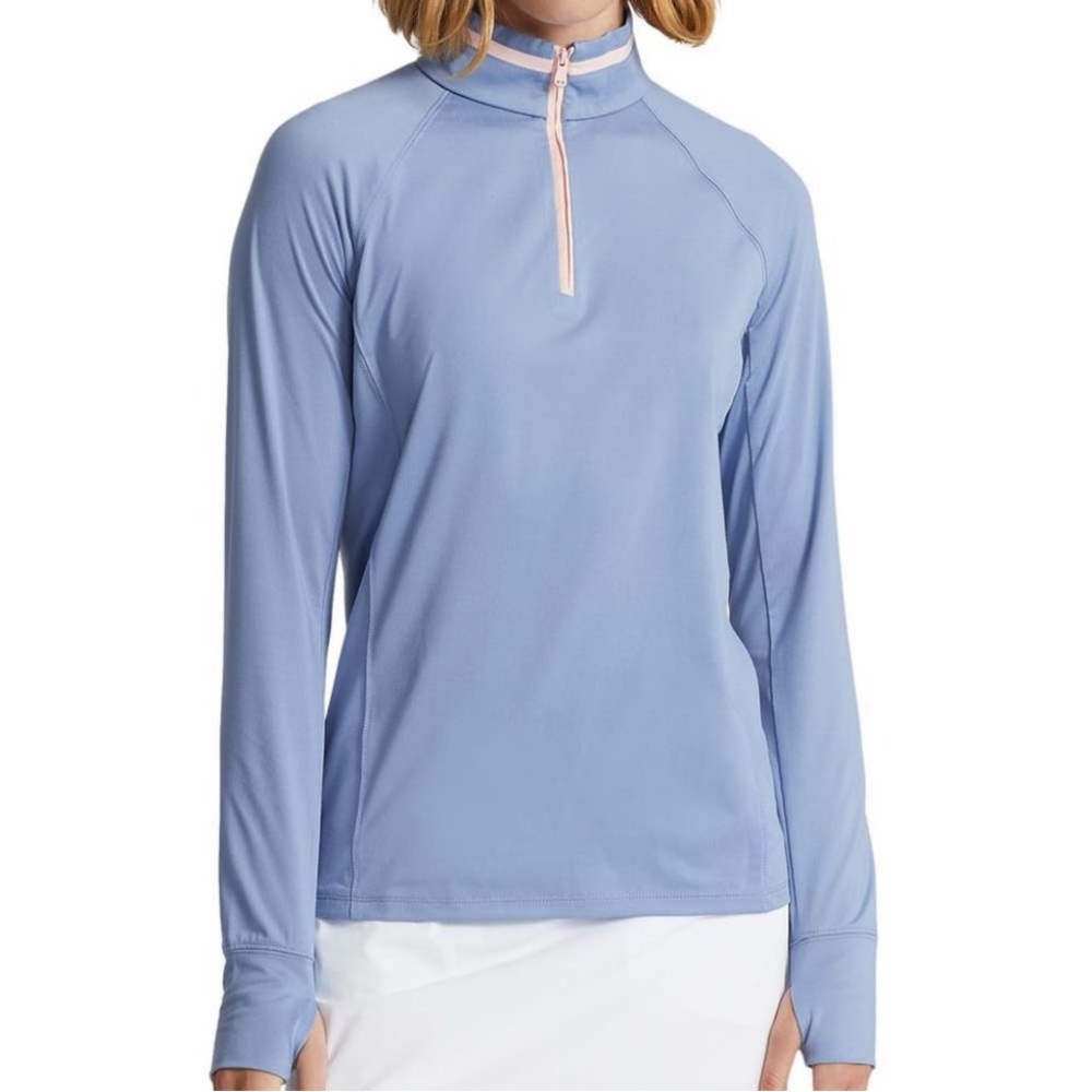 RLX Ralph Lauren Women's Light Blue Long Sleeve Quarter-Zip Performance Top